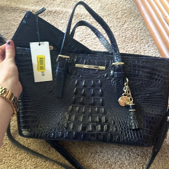Brand New Brahmin Navy Blue Croc Embossed Tote Bag & Credit Card Wallet (NWT)💙 - Picture 6 of 7